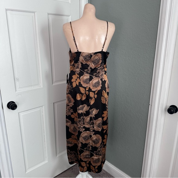 LULU’S FAVORITE ICON FLORAL SATIN COWL NECK SLIP MIDI DRESS - Picture 11 of 13